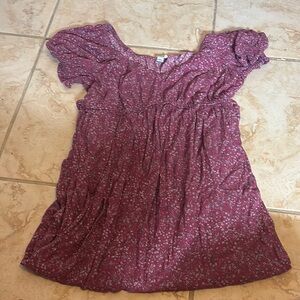 Sonoma Purple Ruched Ruffled Cap Sleeve Sundress